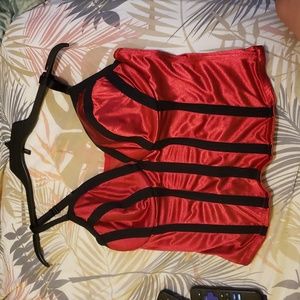 Cacique Bustier Corset Red Black